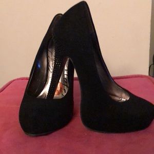 Material girl black suede heels
